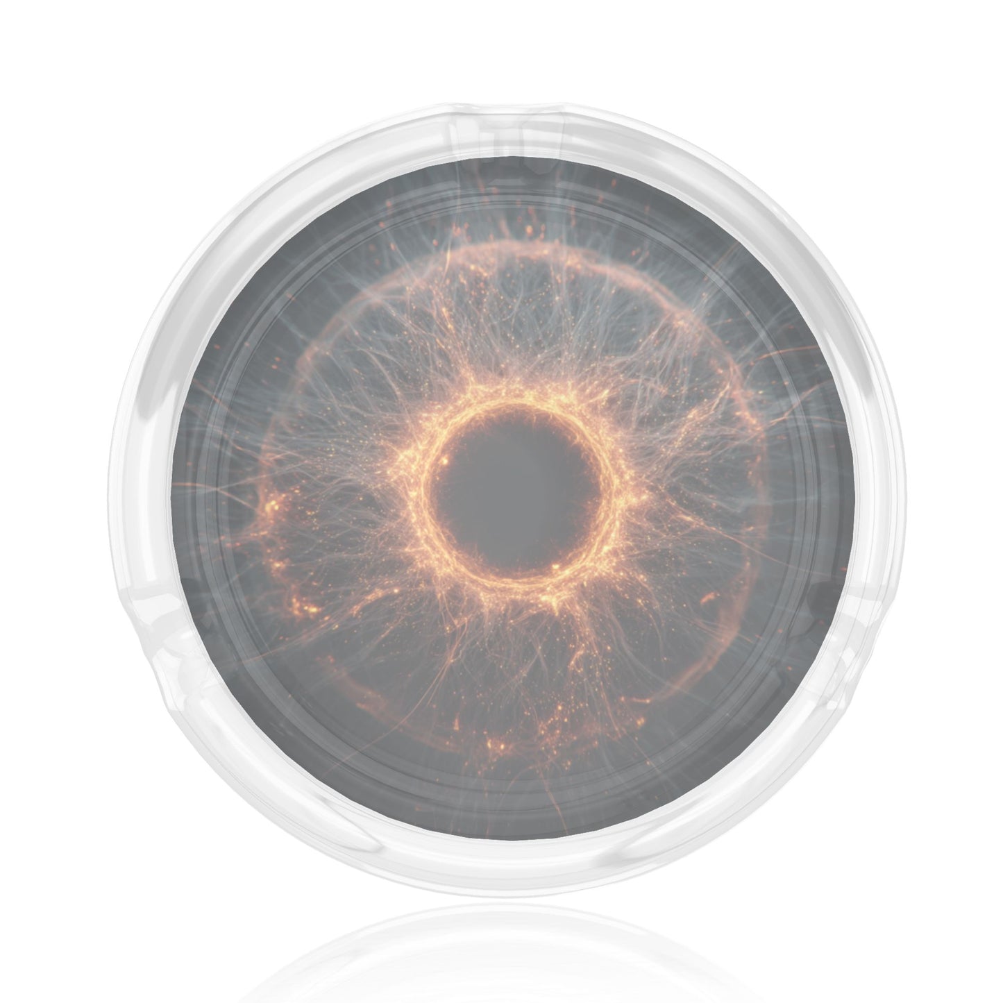 Galaxy Energy Burst Glass Ashtray｜Round Clear Heat-Resistant Glass with 3 Grooves｜Sci-Fi Decorative Tray for Home or Office