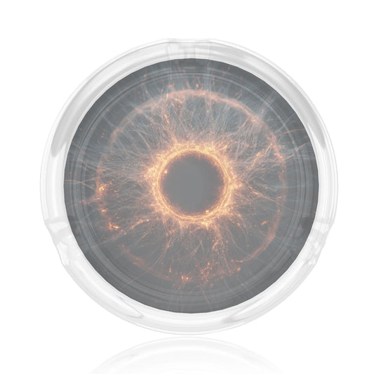 Galaxy Energy Burst Glass Ashtray｜Round Clear Heat-Resistant Glass with 3 Grooves｜Sci-Fi Decorative Tray for Home or Office
