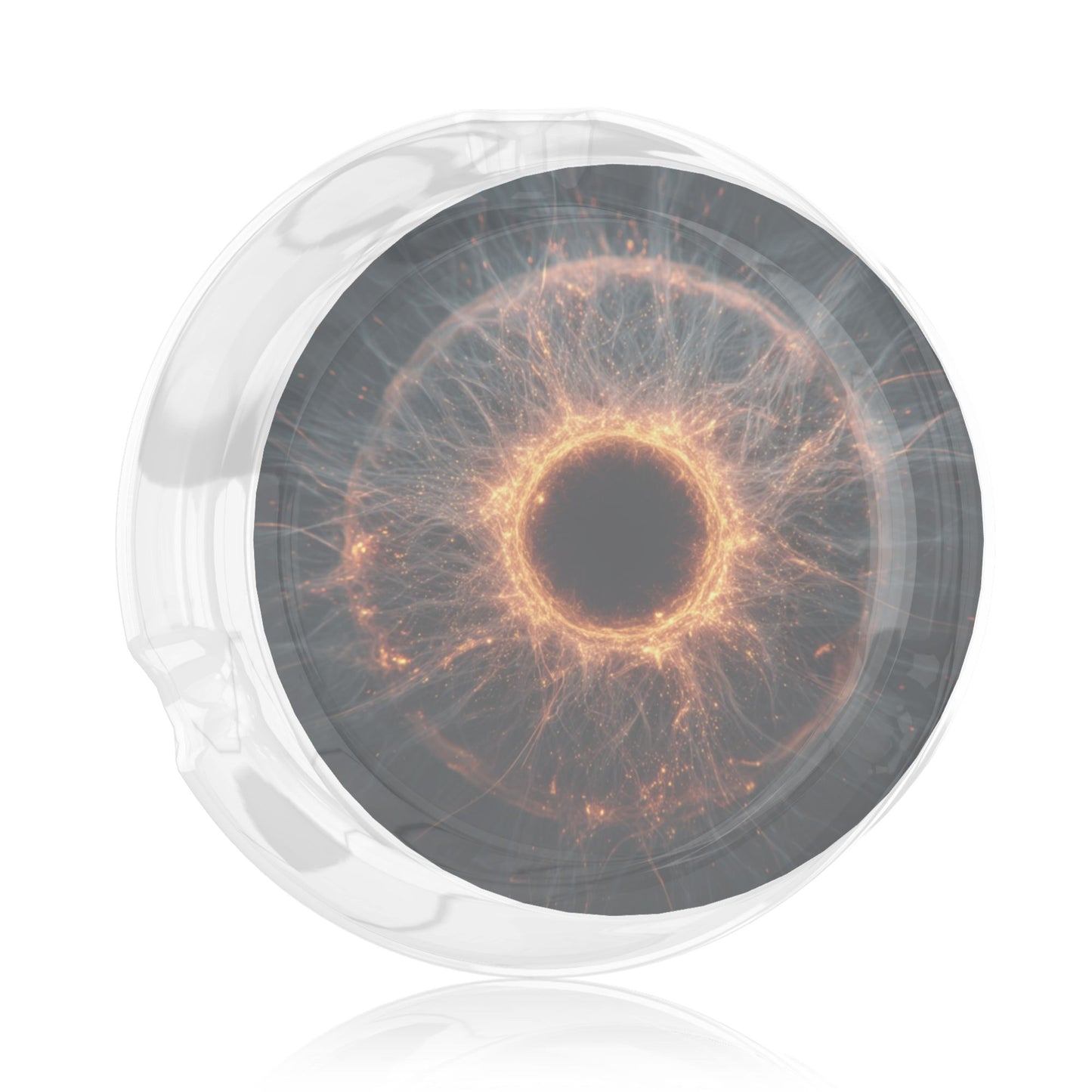 Galaxy Energy Burst Glass Ashtray｜Round Clear Heat-Resistant Glass with 3 Grooves｜Sci-Fi Decorative Tray for Home or Office